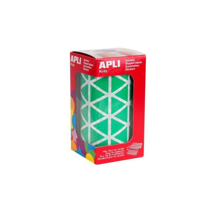 Apli Gomets Triangulares 20mm Rollo Verde -Rollo 2832 Unidades-