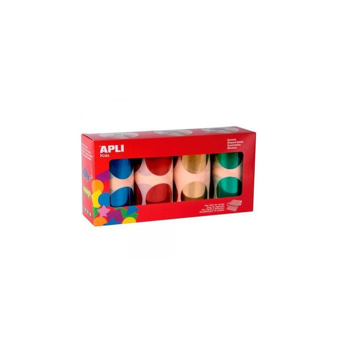 Apli Gomets Xxl Pack 4 Rollos Redondos Y Colores Surtidos Metalizados -5664 Unidades-