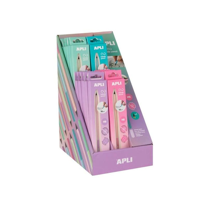Apli Infinite Pencil Nordik Expositor Con 20 Packs De Lapiz Infinito Hb + Mina De Recambio + Tapon Protector - Para