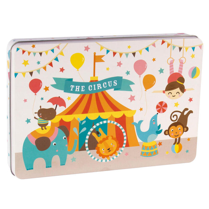 Apli Kids Puzle Tematica Circo - 24 Piezas De 8x8 Cm - Caja Metalica Rectangular - Diseño Exclusivo De Lily Lane - Facil Manejo Para Niños - Carton De 2mm Con Acabado Brillante - Colorido Y Claro