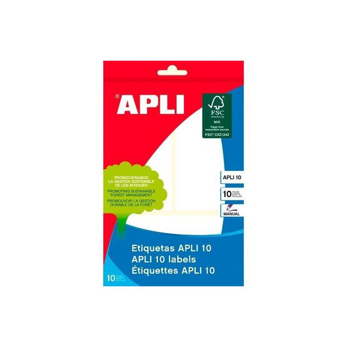 Apli Pack 10 Hojas Etiquetas 81x110mm Escritura Manual Cantos Romos Blanco