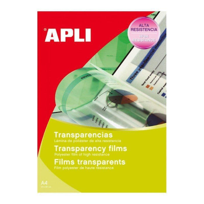 Apli Pack 20 Hojas Transparencias A4 Sin Banda Para Láser