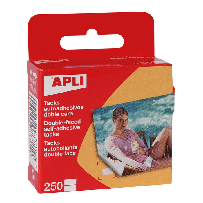 Apli Pack De 250 Tacks Autoadhesivos Doble Cara 10x16mm - Ideal Para Fotos, Scrapbooking Y Manualidades - Libre De