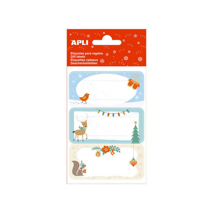 Apli Pack De 27 Etiquetas Adhesivas Navideñas Para Regalos - Diseños Surtidos - Espacio Para Escribir