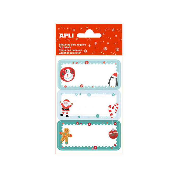 Apli Pack De 27 Etiquetas Adhesivas Navideñas Para Regalos - Diseños Surtidos - Espacio Para Escribir