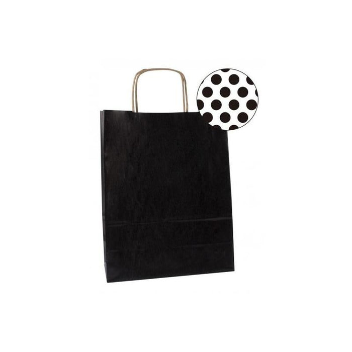 Apli Pack De 50 Bolsas Kraft - Alta Resistencia - Asas Rizadas - Reutilizables Y Reciclables - Negro