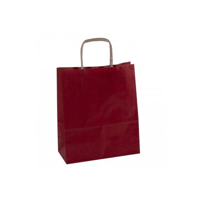 Apli Pack De 50 Bolsas Kraft - Alta Resistencia - Asas Rizadas - Reutilizables Y Reciclables - Rojo