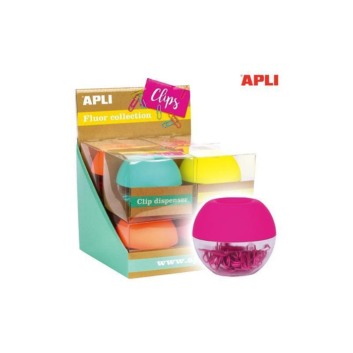 Apli Portaclips Redondo Con 50 Clips Colores Surtidos 1 Unidad
