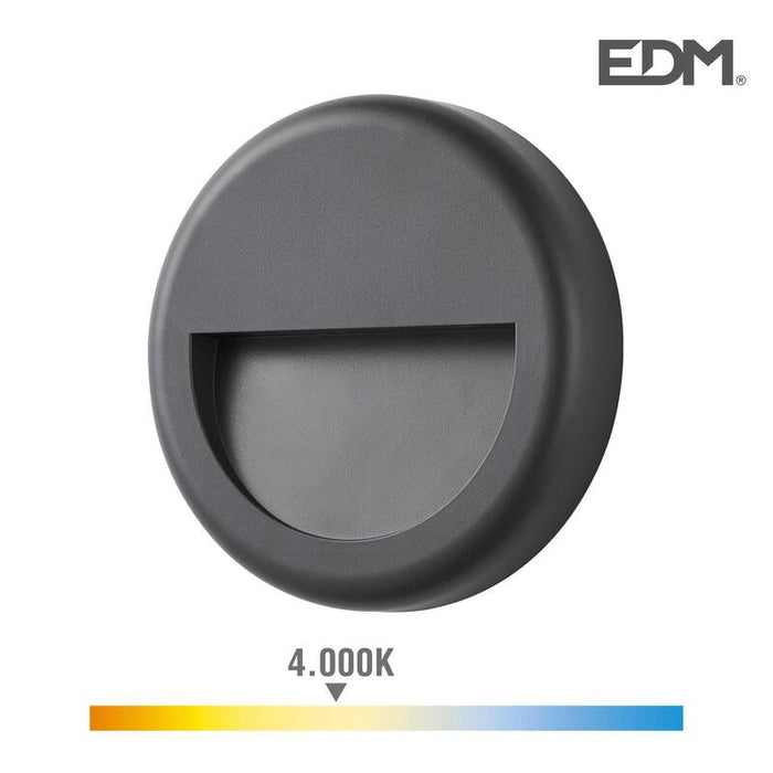 Aplique Led 6w 70lm 4000k Luz Dia Ip65 Ø14x2,8cm Redondo Edm