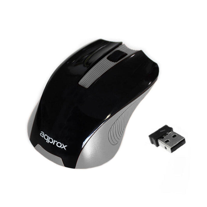 Approx Raton Optico Inalambrico 2.4ghz 1200dpi  Nano Receptor Usb Gris