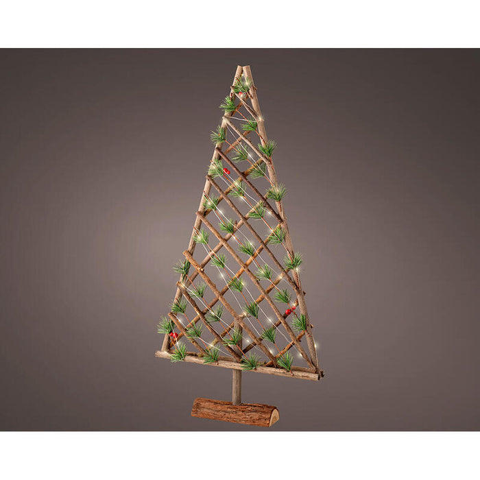 Arbol Microled Decorativo De Madera, 40 Leds, 40x7x80cm, Blanco Calido. Lumineo