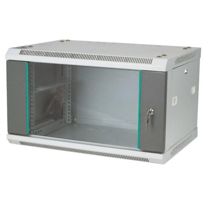 Armario Q-Lantec Rack Mural De 19" 4u 600x450, Puerta De Cristal, Gris