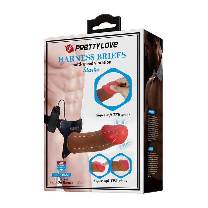 Pretty Love - Starks Harness Briefs Vibración Multi-Velocidad Dildo 17,5 Cm Mulato