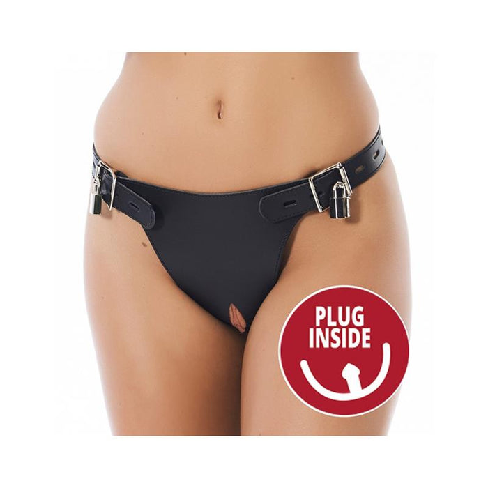 Arnés De Castidad Con Plug Anal Talla (Interno):S/M