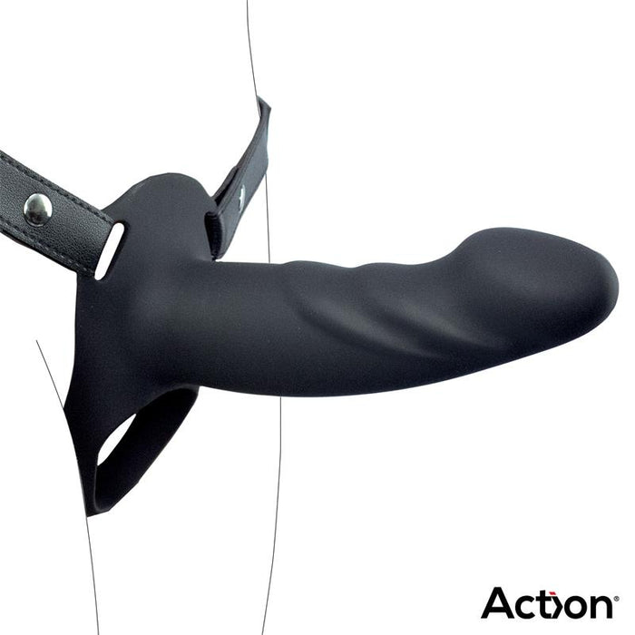 Arnés Strap-On Con Dildo Hueco Silicona Premium Talla L Negro