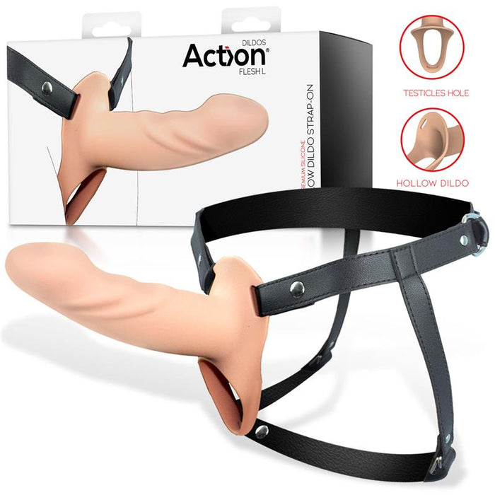 Arnés Strap-On Con Dildo Hueco Silicona Premium Talla L