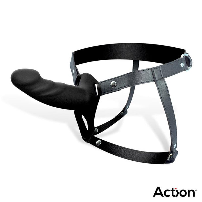 Arnés Strap-On Con Dildo Hueco Silicona Premium Talla S Negro