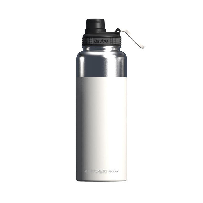 Asobu - Mighty Alpine Flask - Botella Aislada De Acero Inoxidable Para Exteriores De 1,2 Litros Blanco