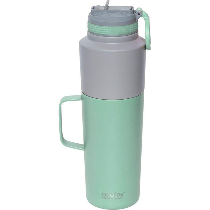 Asobu Twin Pack Botella Con Taza Menta, 0,9 L + 0,6 L