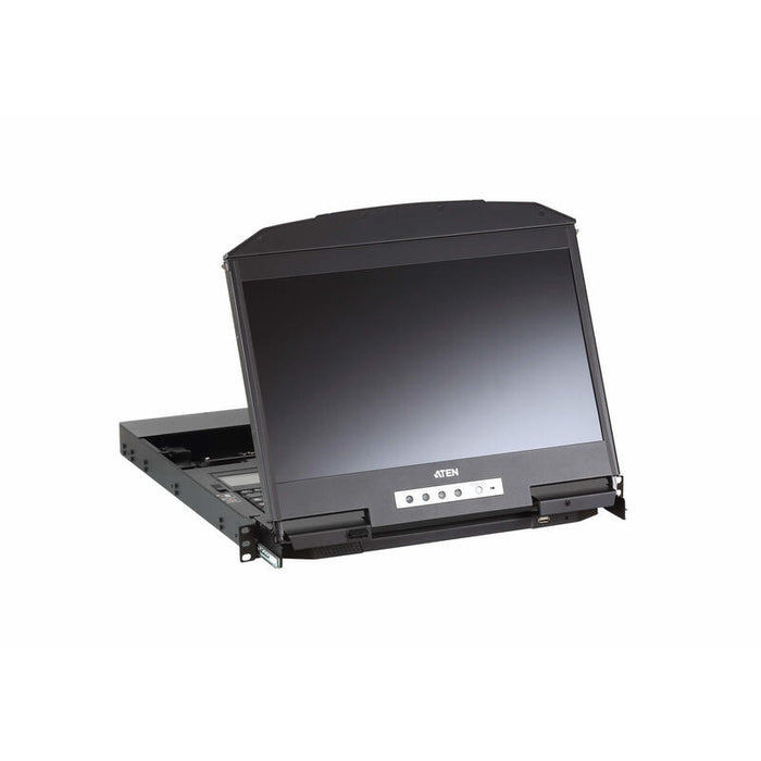 Aten Cl3800nw Kvm-Console 1u Ultra Short Depth Dual Rail Widescreen Fhd Lcd Console (Usb / Hdmi / Dvi / Vga), Diseño Alemán
