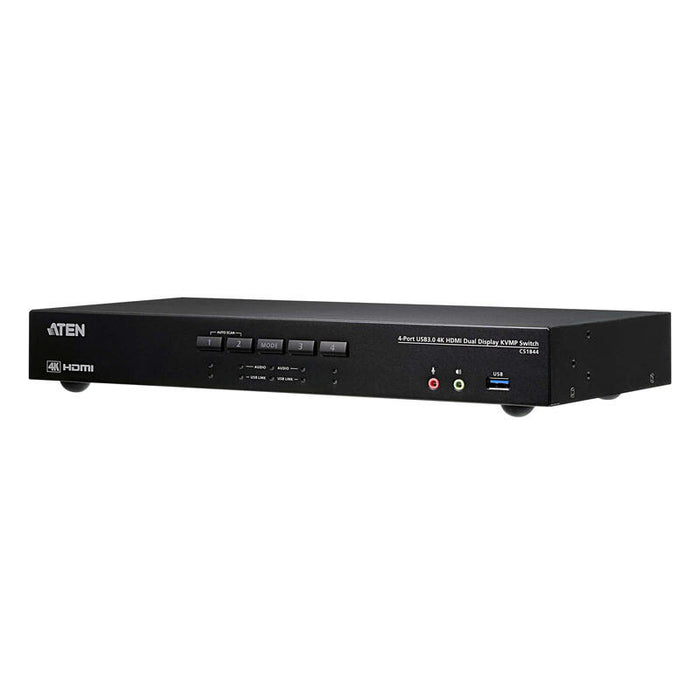 Aten Cs1844 Interruptor Kvm Negro Aten Switch Kvmp Usb 3.0 4k Hdmi Para Dos Pantallas De 4 Puertos (Cs1844-At-G)