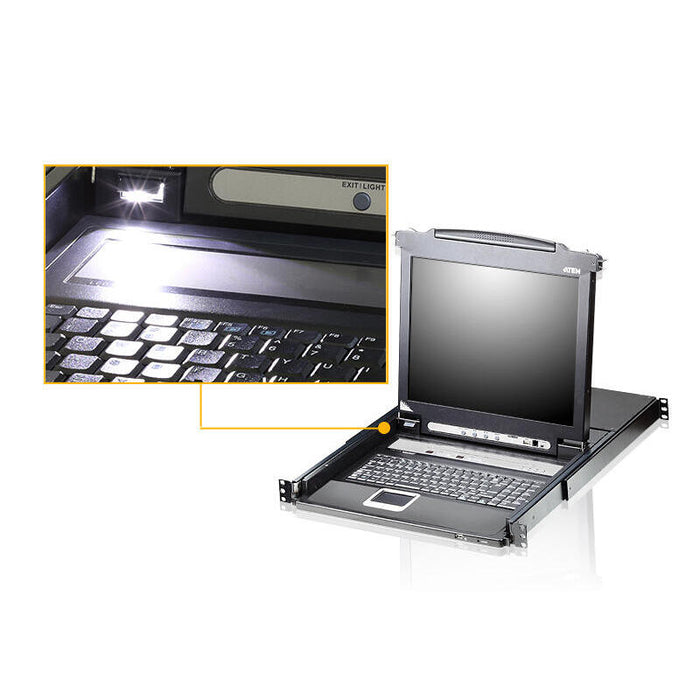 Aten Kvm 8 Port Lcd Led 17'' + Keyboard + Touchpad Usb-Ps/2