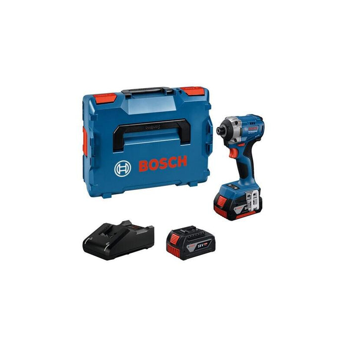 Atornillador De Impacto A Batería Bosch Professional Gdr 18v-215 Professional, 18 Voltios Azul, 2 Baterías De Iones De Litio De 4,0 Ah, En L-Boxx 06019n2002