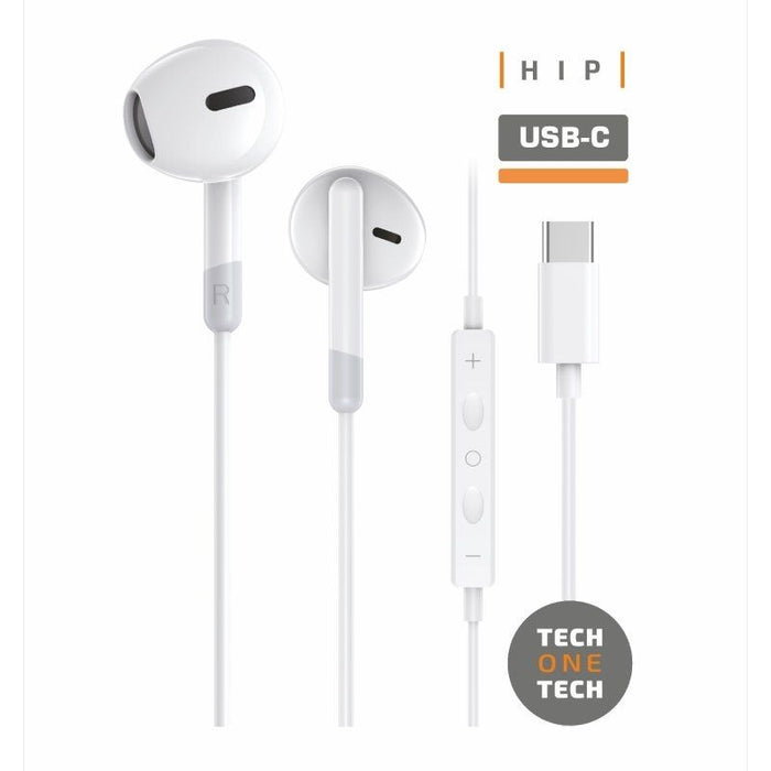 Auriculares Tech One Tech Eartech Tec1301 Con Micrófono Usb Tipo-C Blancos