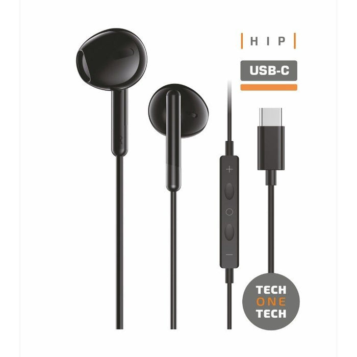 Auriculares Tech One Tech Eartech Tec1302 Con Micrófono Usb Tipo-C Negros
