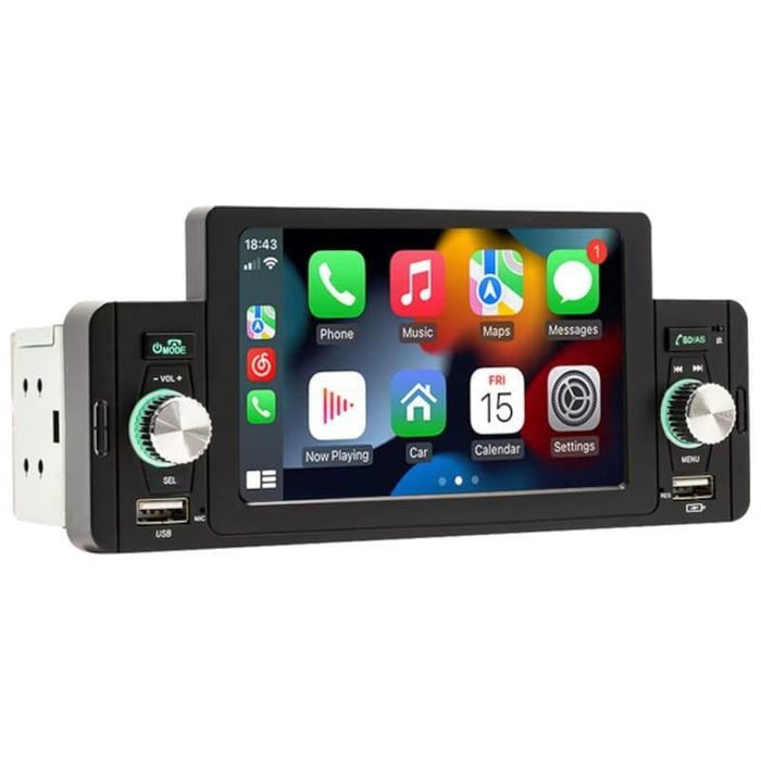 Autorradio 1 Din Swm 160w 5 Pulgadas Bluetooth/Carplay/Android Auto Inalámbrico/Usb Negro