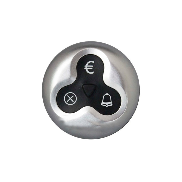 Avisador Para Camareros Fast Botton De Triple Función (Llamada, Cuenta Y Cancelar). Color Plata-Negro.