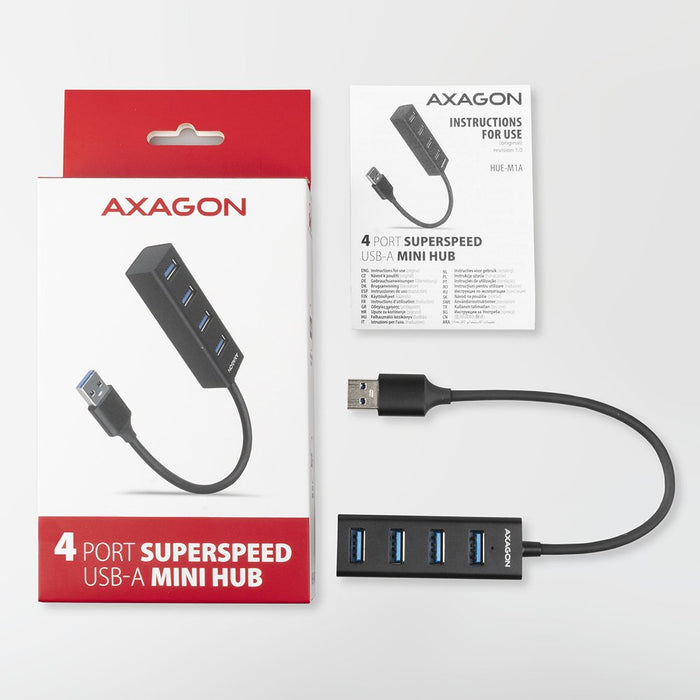 EAN 8595247905628 - Axagon HUE-M1A hub de interfaz USB 3.2 Gen 1 (3.1 Gen 1) Type-A 5000 Mbit/s Negro imagen 5