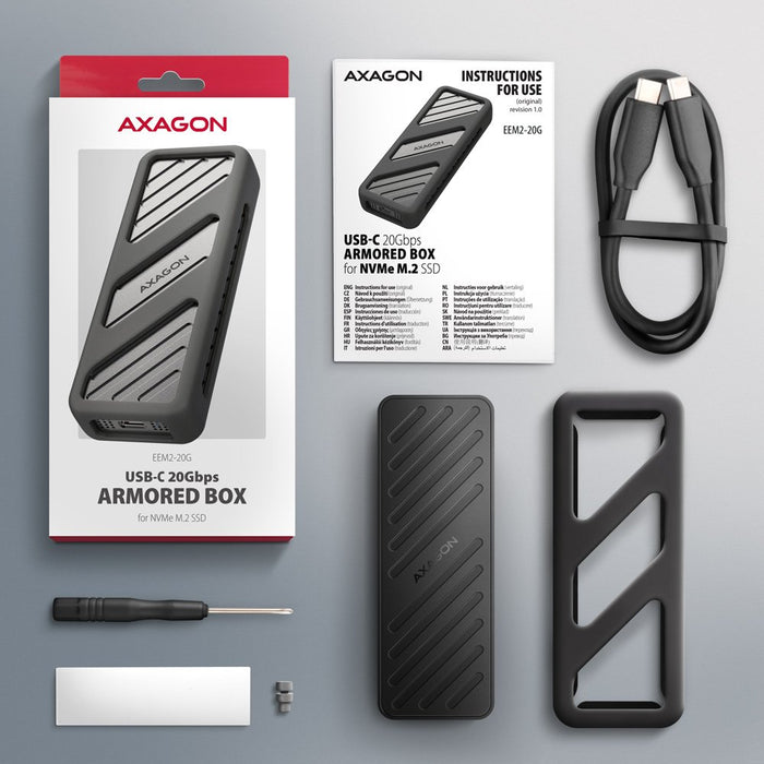 EAN 8595247908483 - Axagon EEM2-20G NVMe-SSD-Gehäuse USB-C 3.2 20 Gbps 2230 - 2280 - schwarz Caja externa para unidad de esta imagen 22