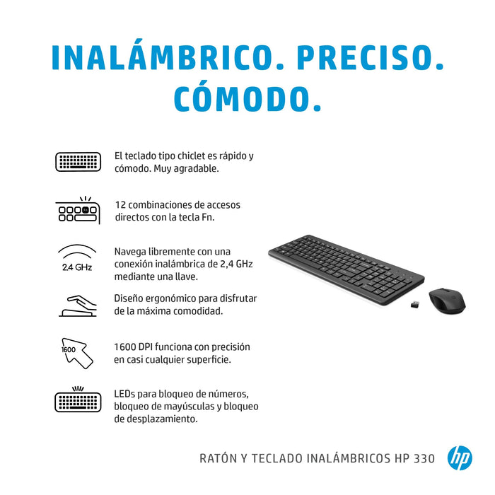 EAN 5715063096529 - HP 330 Wireless Mouse and Keyboard Combination teclado Ratón incluido Universal RF inalámbrico QWERTY Ing imagen 10