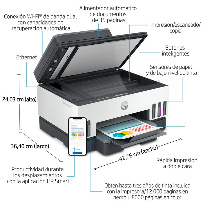 EAN 0195908302506 - HP Smart Tank 7305 All-in-One Printer Inyección de tinta térmica A4 4800 x 1200 DPI 15 ppm Wifi imagen 7