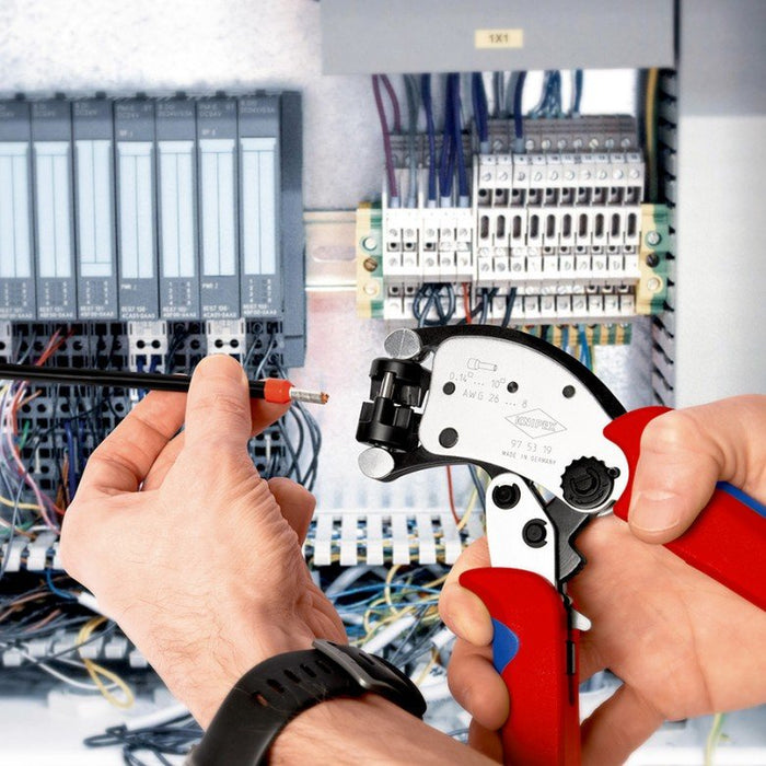 EAN 4003773088097 - Knipex 97 53 19 crimpadora Herramienta para prensar Negro, Azul, Rojo imagen 8