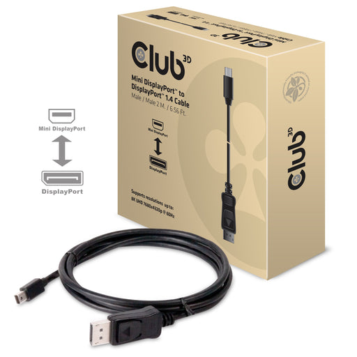 EAN 8719214470630 - CLUB3D MINI DISPLAY PORT 1.4 MALE TO DISPLAYPORT 1.4 MALE CABLE 2METER 2 m Negro imagen 2