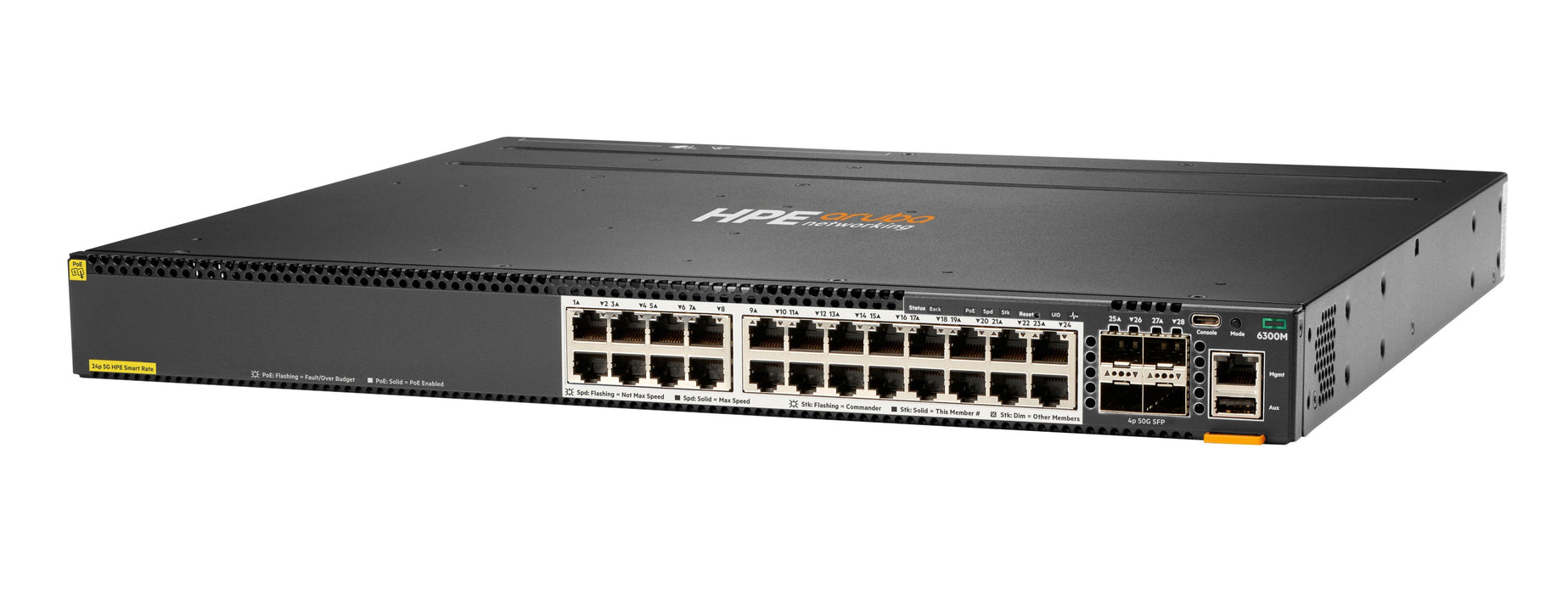 EAN 190017339429 - HPE Aruba Networking CX 6300M 24-port Smart Rate 1/2.5/5GbE Class 6 PoE and 4-port SFP56 Switch imagen 2