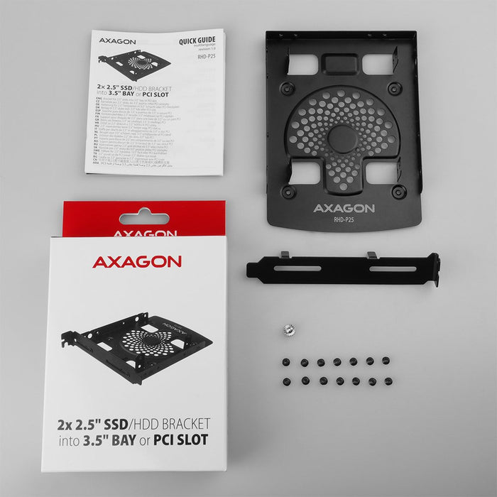 EAN 8595247905512 - Axagon RHD-225 Halterahmen für 2x 2.5\" im 3.5\" PCI-Slot - schwarz Negro Metal imagen 9