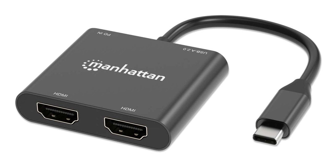 EAN 766623154321 - Manhattan 154321 adaptador de cable de vídeo 0,15 m USB Tipo C 2 x HDMI Negro imagen 1