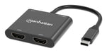 EAN 766623154321 - Manhattan 154321 adaptador de cable de vídeo 0,15 m USB Tipo C 2 x HDMI Negro imagen 1
