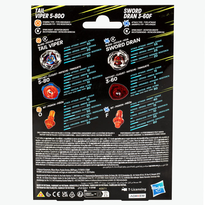 EAN 5010996259295 - Beyblade X Tail Viper 5-80O & Sword Dran 3-60F Batalla de trompos imagen 3