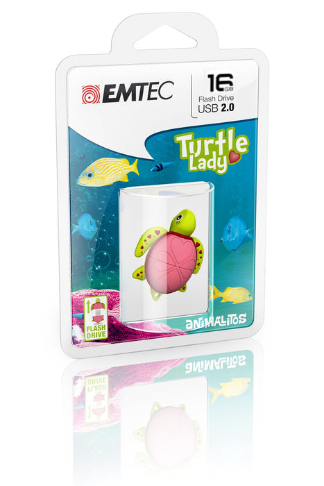 EAN 3126170144249 - Emtec Turtle Lady unidad flash USB 16 GB USB tipo A 2.0 Verde, Rosa imagen 1