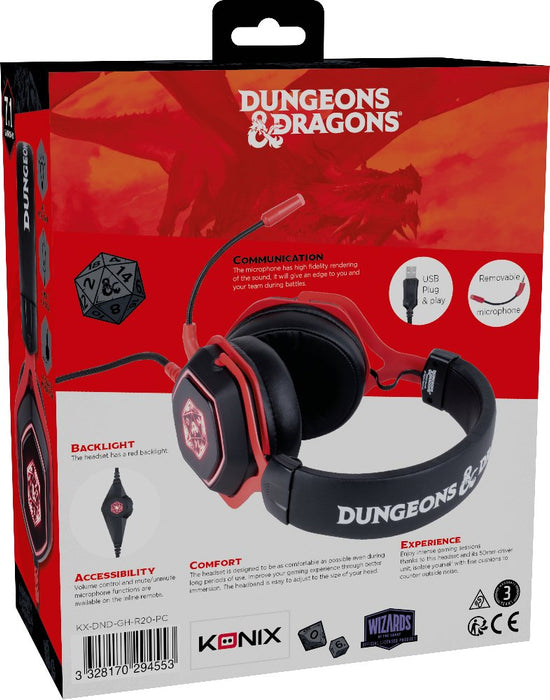 EAN 3328170294553 - Konix KX DND D20 7.1 GAMING HEADEST Auriculares Alámbrico Diadema Juego USB tipo A Negro, Rojo imagen 9