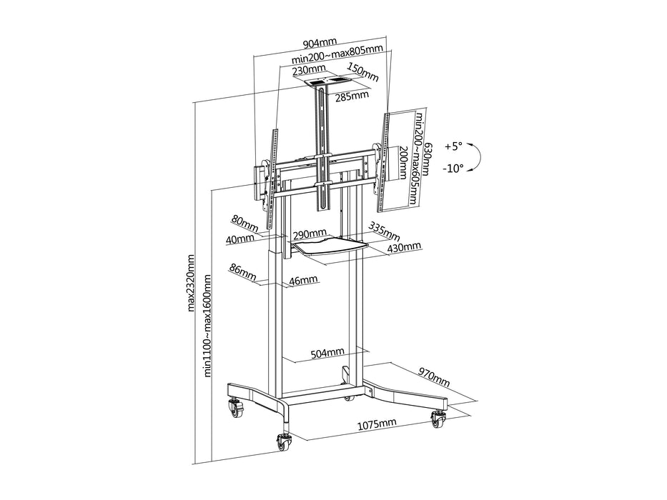 EAN 4015867238455 - Equip 650633 soporte para TV 2,54 m (100") Negro imagen 9