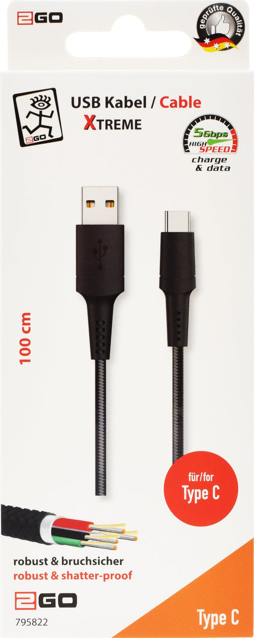 EAN 4010425958226 - 2GO 795822 cable USB 1 m USB B USB C Negro imagen 2