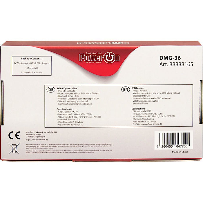 EAN 4260455647755 - Inter-Tech DMG-36 Interno WLAN / Bluetooth 5400 Mbit/s imagen 4
