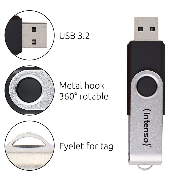EAN 4034303036363 - Intenso USB 64GB OFFICE LINE 3.2 Gen1 Silver-Black unidad flash USB USB tipo A 3.2 Gen 1 (3.1 Gen 1) Negr imagen 2