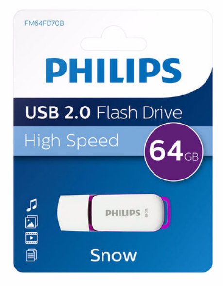 EAN 8719274668015 - Philips FM64FD70B unidad flash USB 64 GB USB tipo A 2.0 Púrpura, Blanco imagen 1