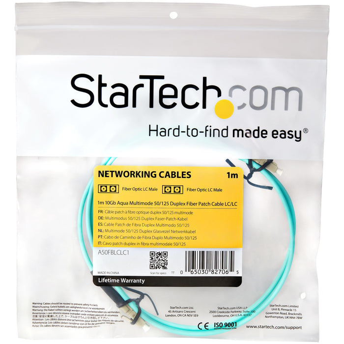 EAN 0065030827065 - StarTech.com A50FBLCLC1 Cable de fibra óptica e InfiniBand Color aguamarina imagen 4